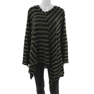 Transparente Womens Black Striped Tunic Sweater Long Sleeve Round Neck Size 2